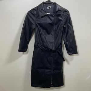 NWT H&M Black Faux Leather Trench Coat